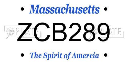 ZCB289 Massachusetts License Plate