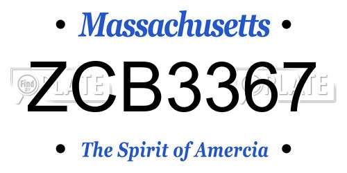 ZCB3367 Massachusetts License Plate