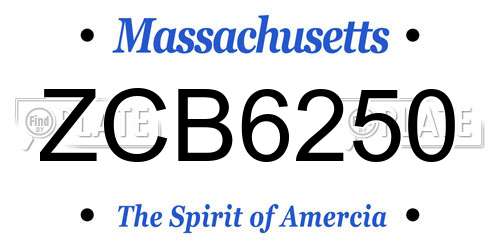 ZCB6250 Massachusetts License Plate