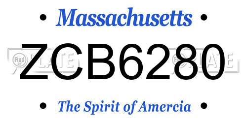 ZCB6280 Massachusetts License Plate