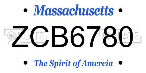 ZCB6780 Massachusetts License Plate
