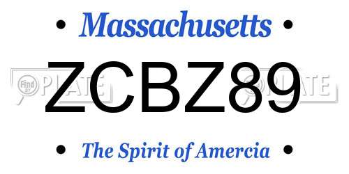 ZCBZ89 Massachusetts License Plate