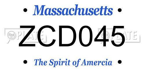 ZCD045 Massachusetts License Plate