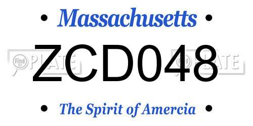 ZCD048 Massachusetts License Plate