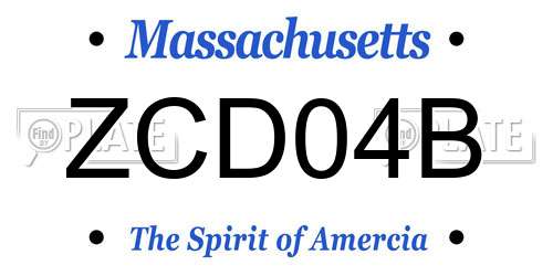 ZCD04B Massachusetts License Plate