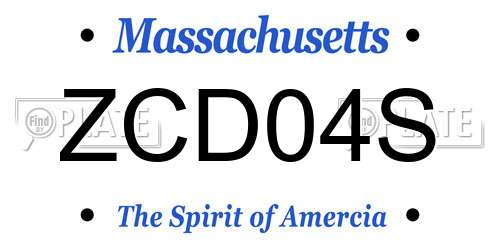 ZCD04S Massachusetts License Plate