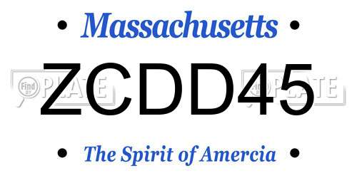 ZCDD45 Massachusetts License Plate