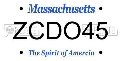 ZCDO45 Massachusetts License Plate