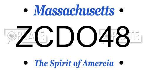 ZCDO48 Massachusetts License Plate