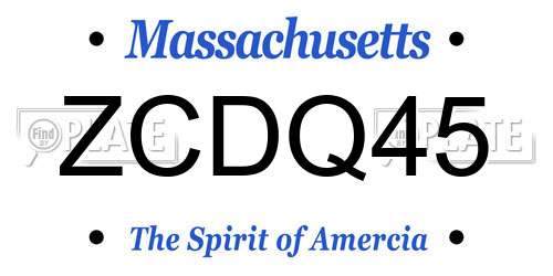 ZCDQ45 Massachusetts License Plate