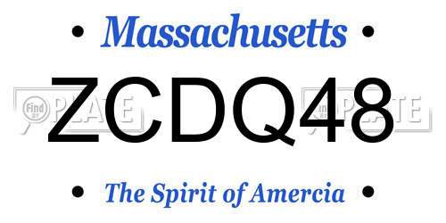ZCDQ48 Massachusetts License Plate