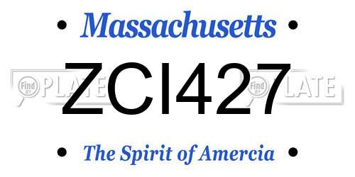 ZCI427 Massachusetts License Plate