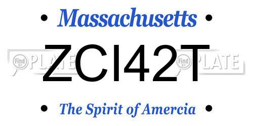 ZCI42T Massachusetts License Plate