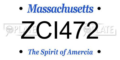 ZCI472 Massachusetts License Plate