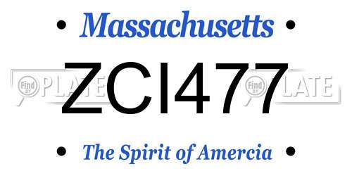 ZCI477 Massachusetts License Plate