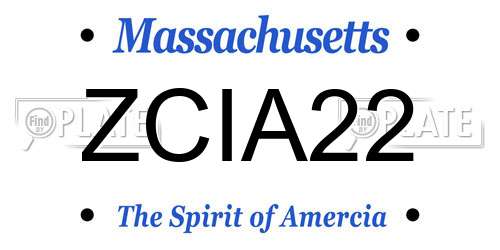 ZCIA22 Massachusetts License Plate
