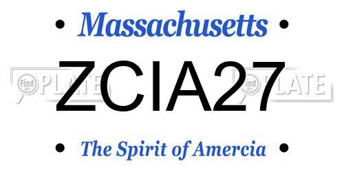 ZCIA27 Massachusetts License Plate
