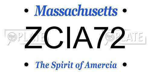 ZCIA72 Massachusetts License Plate