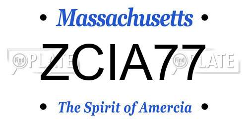ZCIA77 Massachusetts License Plate