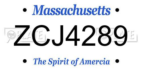 ZCJ4289 Massachusetts License Plate
