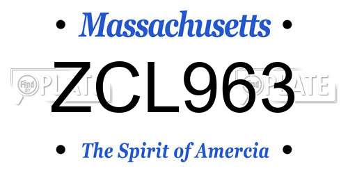 ZCL963 Massachusetts License Plate