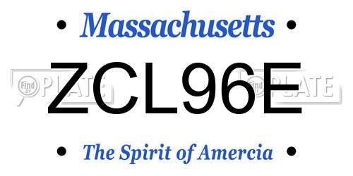 ZCL96E Massachusetts License Plate
