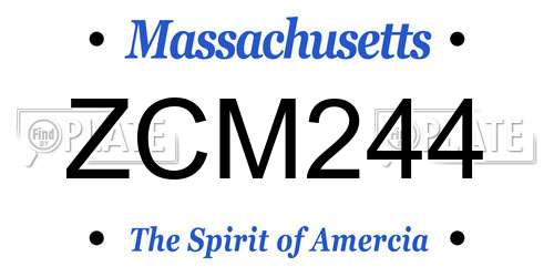 ZCM244 Massachusetts License Plate