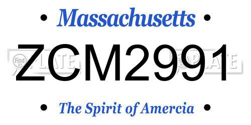 ZCM2991 Massachusetts License Plate