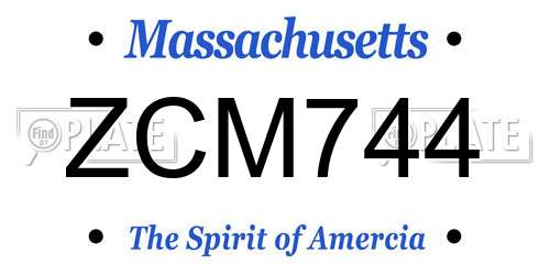 ZCM744 Massachusetts License Plate