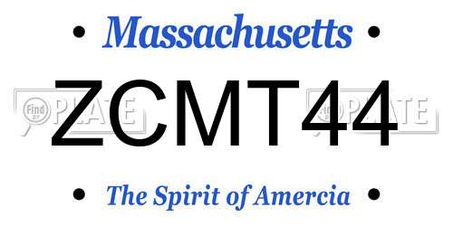 ZCMT44 Massachusetts License Plate
