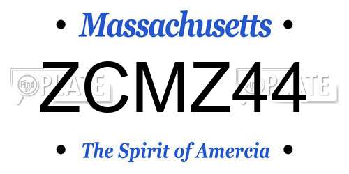 ZCMZ44 Massachusetts License Plate