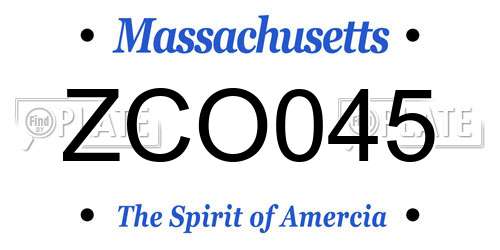 ZCO045 Massachusetts License Plate