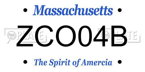 ZCO04B Massachusetts License Plate