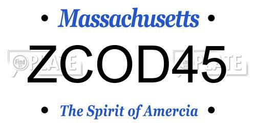 ZCOD45 Massachusetts License Plate