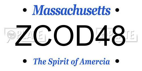 ZCOD48 Massachusetts License Plate