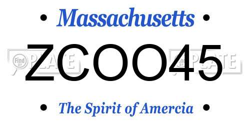 ZCOO45 Massachusetts License Plate