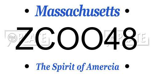 ZCOO48 Massachusetts License Plate