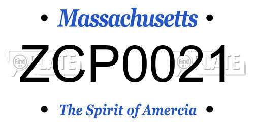 ZCP0021 Massachusetts License Plate
