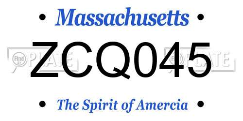 ZCQ045 Massachusetts License Plate