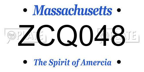 ZCQ048 Massachusetts License Plate