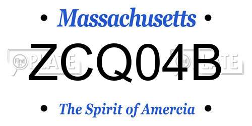 ZCQ04B Massachusetts License Plate