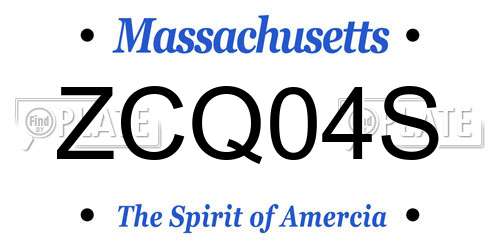 ZCQ04S Massachusetts License Plate