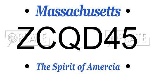 ZCQD45 Massachusetts License Plate