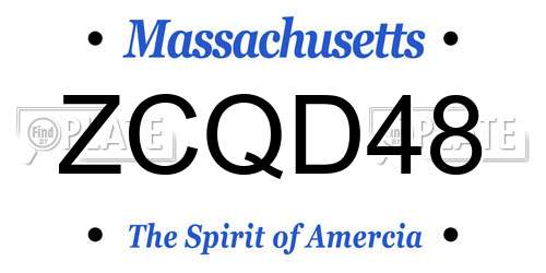 ZCQD48 Massachusetts License Plate