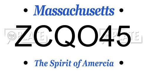 ZCQO45 Massachusetts License Plate