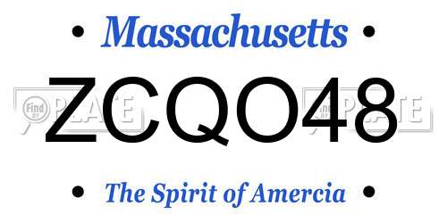 ZCQO48 Massachusetts License Plate