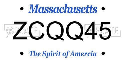 ZCQQ45 Massachusetts License Plate