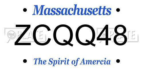ZCQQ48 Massachusetts License Plate