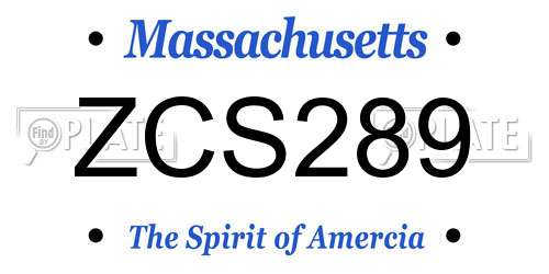ZCS289 Massachusetts License Plate