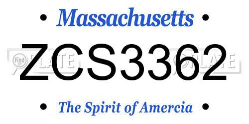 ZCS3362 Massachusetts License Plate
